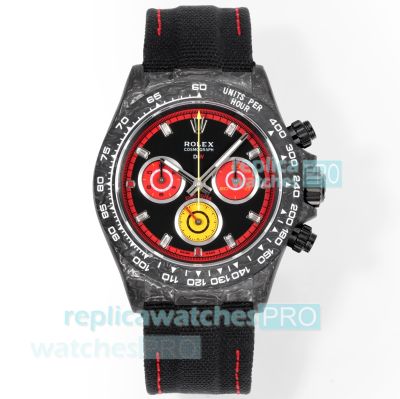 TWF Swiss Replica Rolex 4130 Cosmos Daytona Black Red Dial Carbon Fiber Case Watch 